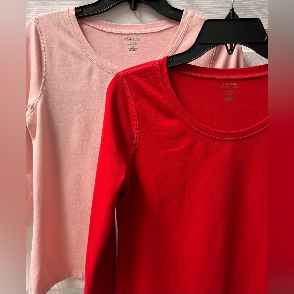 2 Live Green Madison Petite Organics 3/4 Sleeve Shirts